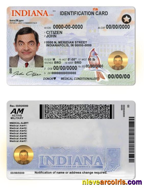 USA Indiana state ID